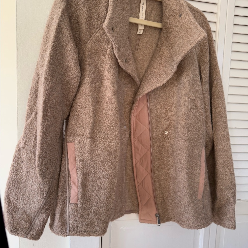 Babaton Teddy Jacket in Tan and Cream